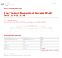 Задний рессорный лист №3 Volvo FH 3 '2013-, FH 2 '2002-2013, FH12 '1993-, FM 3 2013-, FM 2 2002-2013, FM12, FM10, FM9, FM7 1999- | Renault Kerax
