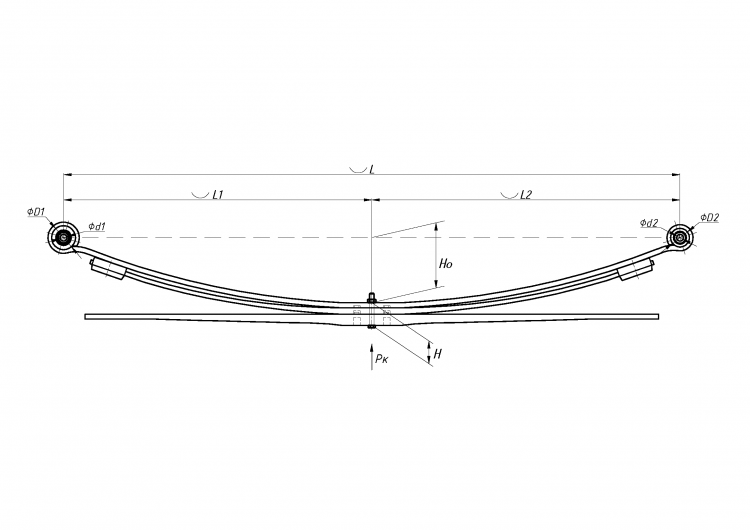 Задняя рессора Mercedes Sprinter 1996-2006 413 (408, 411, 414, 416)/Volkswagen LT 1996-2006 (28-46 II (2DX0AE, 2DX0FE) 2.5/2.8 SDI/TDI) c двускатными колесами (спарка) 3-х листовая