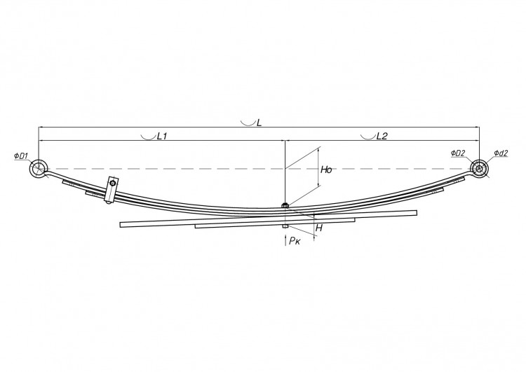 Задняя рессора Ford Ranger 1998-2006 (2.5 D, TD)  | Mazda B-Series V 1997-2006 (2.5 D 4WD, 2.5 D, 2.5 TD 4WD) 5-листовая